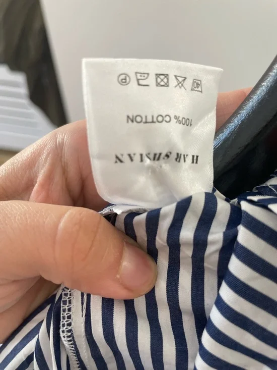 Harshman Navy & White Striped Ruffle Short-Sleeve Blouse - Picture 5 of 5